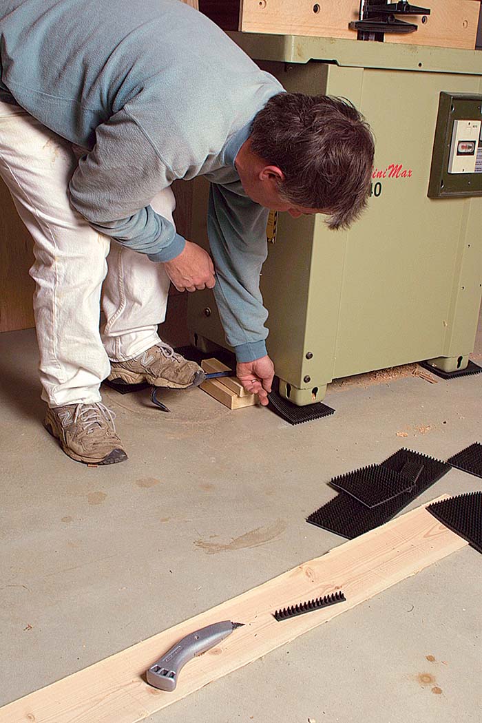 putting in rubber doormat